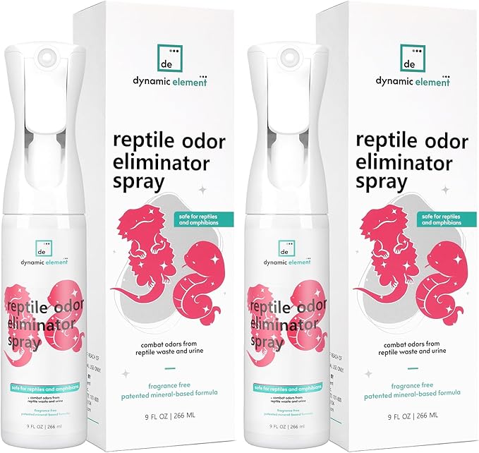 (2-Pack) Reptile Tank Odor Eliminator Spray – Unscented Natural Mineral Formula - Remove Waste Smells in Bearded Dragon and Turtle Tanks - 9 Fl Oz