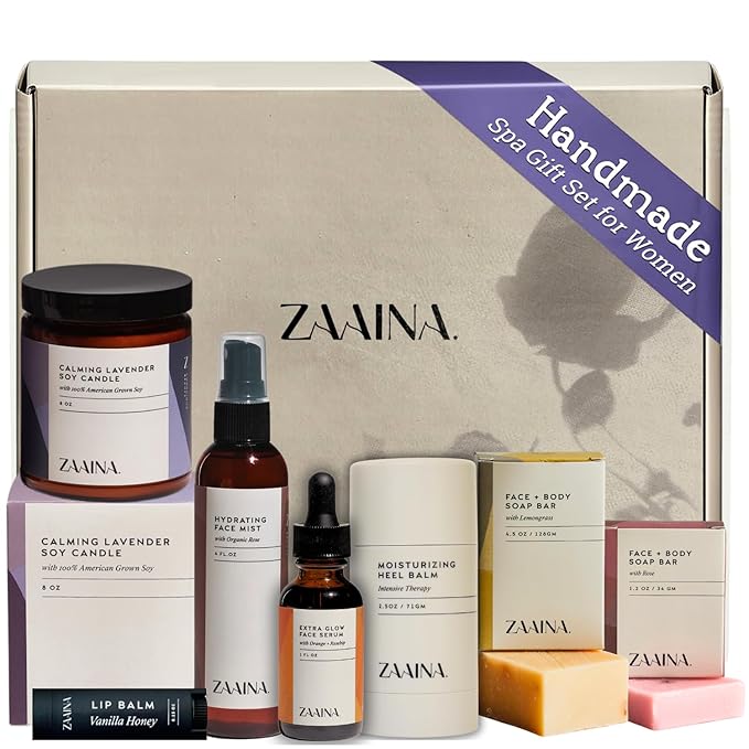 ZAAINA Spa Gift Set for Her - Relaxation Spa Kit for Women, Holiday Spa Gift Basket, Pampering At Home Bath and Body Self Care Spa Package, Christmas Gifts for Mom Wife, Spa Birthday Gifts for Women