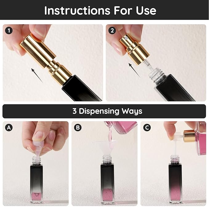 Segbeauty 0.34oz Mini Perfume Spray Bottles, 10Pack 10ml Glass Travel Perfume Atomizer Refillable, Small Empty Cologne Atomizer for Frangrance, Sample Cologne Bottles Sprayer with Refill Tool