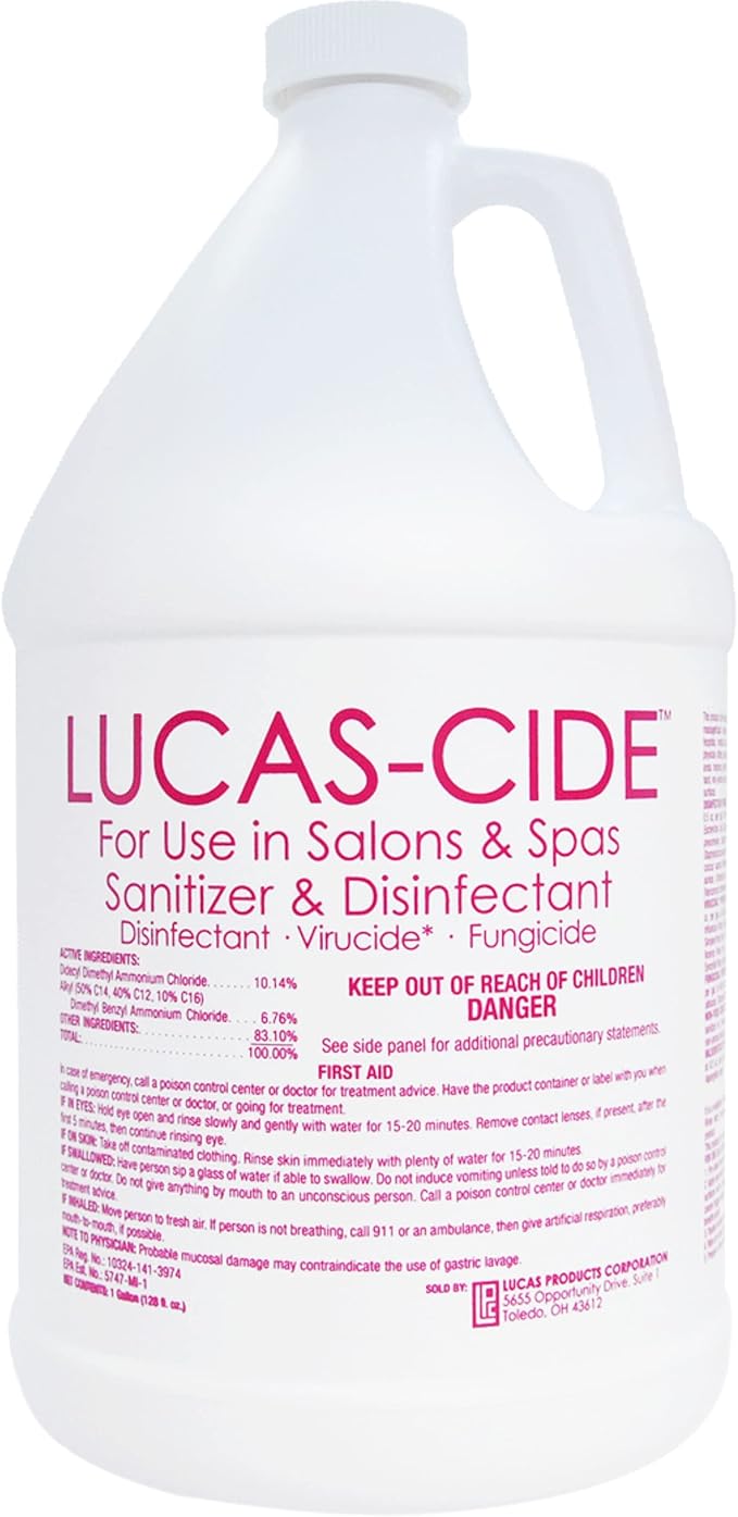 LUCAS-CIDE Salon and Spa Disinfectant Multipurpose Surface Sanitizer, Hospital Grade, EPA Disinfectant Cleaning Supplies Solution 1 Gallon - Pink