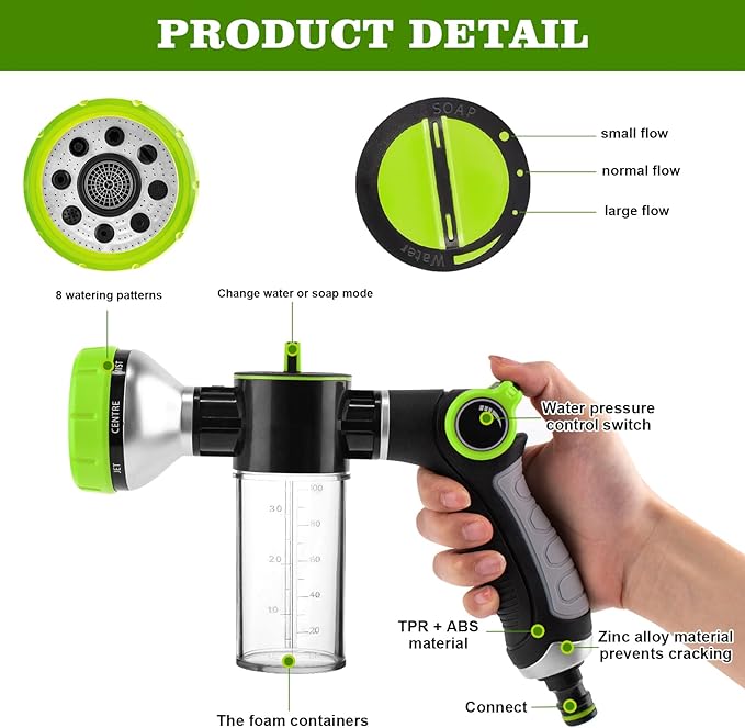 Upgrade Dog Washing Hose Attachment, Dog Shower Attachment with Soap Dispenser, Dog Shampoo Hose Attachment with Pet Bath Brush Car Wash Mitt & Dog Comb for Showering Pet (Hose Not Include)