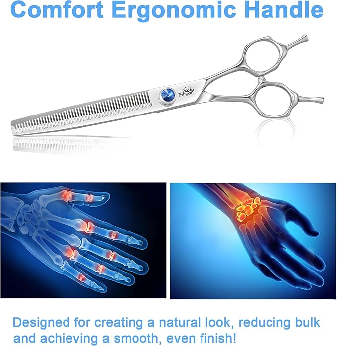 7" Thinning Shears for Dogs – 50 Teeth Thinning Scissors for Pet Grooming, Precision Blending Scissors for Dogs and Cats, 440C Stainless Steel, Texturizing Shear with Comfortable Grip