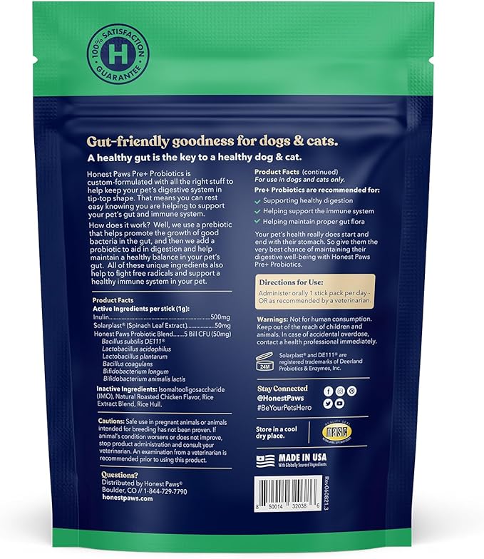 Honest Paws Probiotics for Dogs & Dog Multivitamin - Glucosamine Chondroitin for Joint Health - Allergies, Immunity, Gut Health - Digestive and Skin & Coat Support