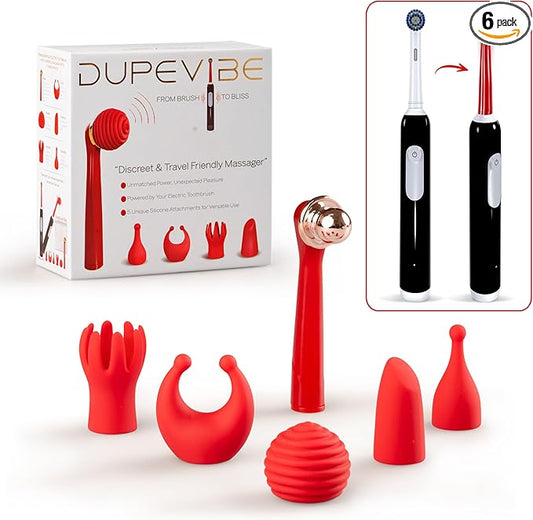 5-in-1 Silicone Massage Attachment Compatible with Rotating Electric Toothbrushes | Discreet, Travel-Friendly, Waterproof | Facial, Body, Bullet & Wand – Not for Sonic or iO Series