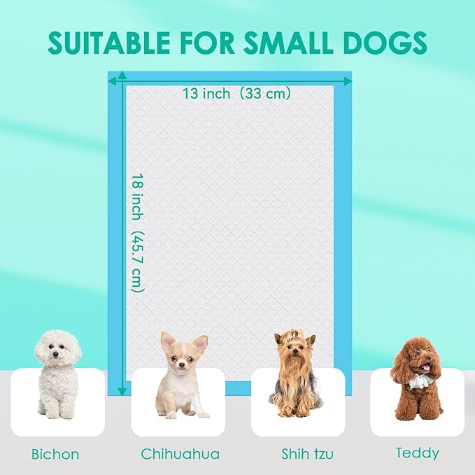 JollyMate Punny Pee Pads 13"x18", 100 Pack Strong Absorption & Leak-Proof Dog Pee Pads, Waterproof and Quick-Dry Pee Pads for Dogs and Cats, Rabbits