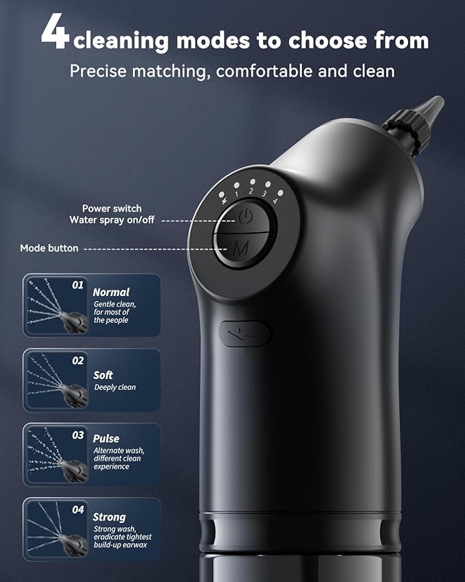 Ear Wax Removal - Electric Ear Wax Removal Kit - Ear Cleaner with 4 Cleaning Modes for Safe and efficient Removal of Earwax buildup, Suitable for Both Adults and Children