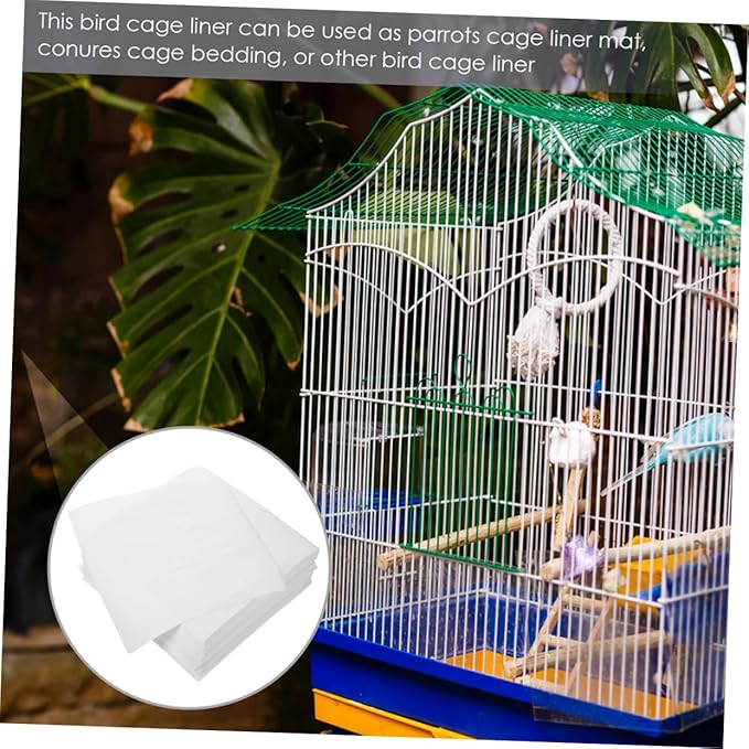 300pcs Bird Cage Liners Non-Woven Fabric Replacement Mats for Parrot Cages Convenient and Safe for Birdcage Lightweight and Easy to Use
