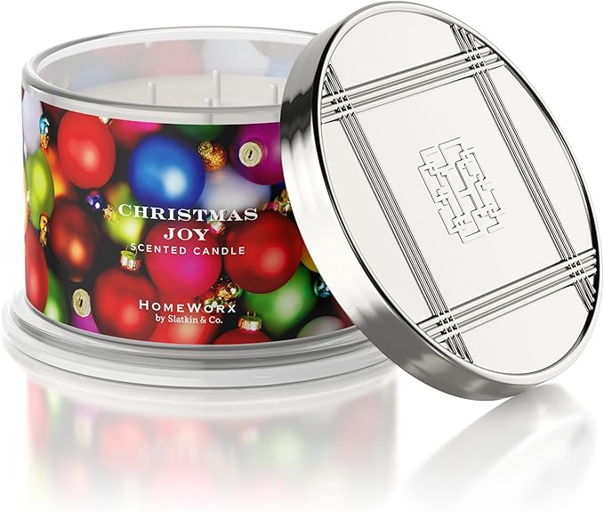 HomeWorx by SLATKIN + CO. Candle- Christmas Joy, 18 oz. Premium Scented Candle - 30-55 Hours Burn Time