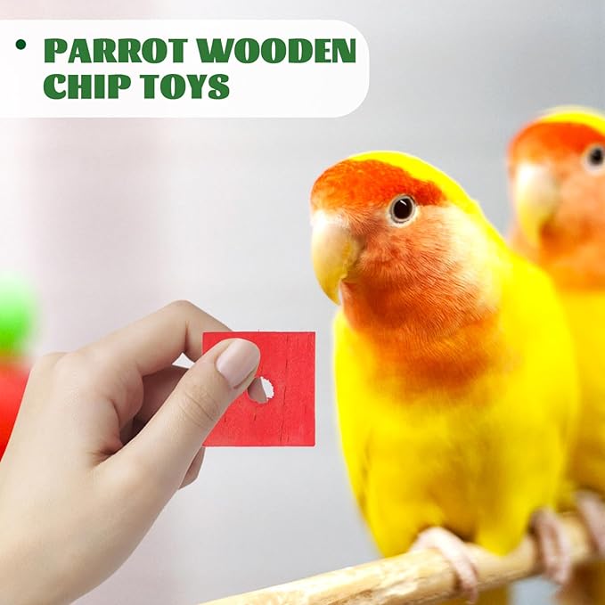 100pcs Bite Toy Wood Pieces for Pets Assorted Color Chew Toys Perfect for Birds and Small Animals
