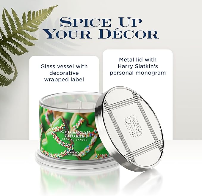 HomeWorx by SLATKIN + CO. Candle- Iced Sugar Cookie, 18 oz. Premium Scented Candle - 30-55 Hours Burn Time