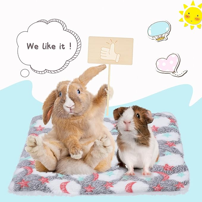 Jetec 4 Pieces Rabbit Bunny Bed 10 x 11 Inch Guinea Pig Mats Plush Bunny Pad Mats Small Animal Dog Cat Bed Dog Hamster Pad