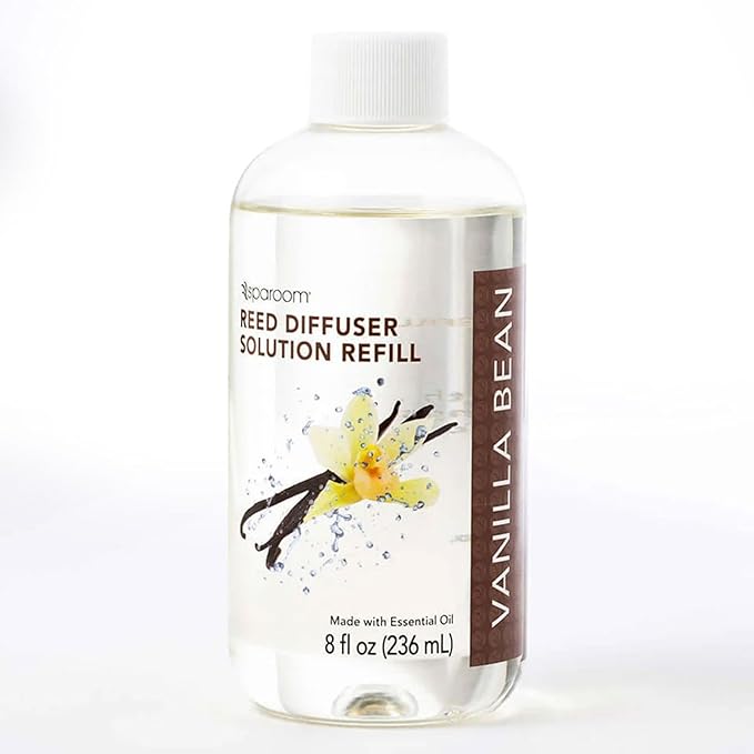 SpaRoom Reed Diffuser Oil Refill – Vanilla Bean Scent, 8oz Cozy Blend for Warmth and Comfort, Smooth and Sweet Aroma for Bedrooms, Lounges, or Relaxing Spaces, Long Lasting Ambient Scent