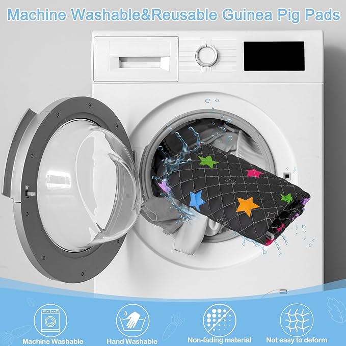 Bienbee Guinea Pig Bedding, 2 Pack 47" x 24" Reusable Guinea Pig Cage Liner Waterproof and Absorbent Small Animal Bedding Washable Guinea Pig Pee Pads for Small Pet Hamster Rabbit Squirrel, Black