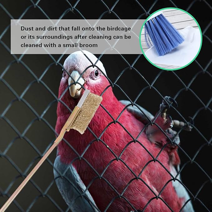 7-Piece Set Bird Cage Cleaner,Small Animal cage Cleaning Tool Wooden and Stainless Steel Cleaning Brush Long Handle Cleaning Brush Spatula Bird Cleaning Bird Drops Multipurpose Cleaning