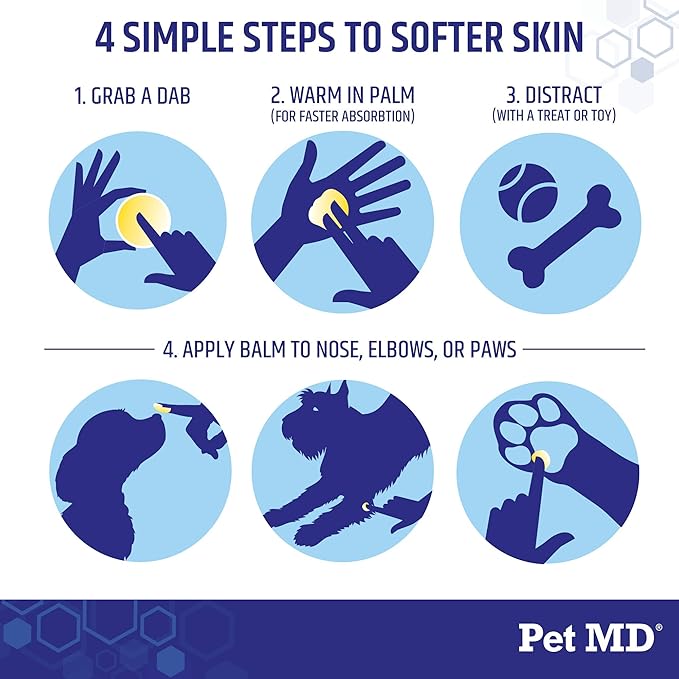 Pet MD Dog Paw Balm - 3-in-1 Paw, Nose/Snout, & Elbow Moisturizer & Paw Protectors for Dogs - 2 oz Paw Wax with Shea Butter, Coconut Oil, & Beeswax