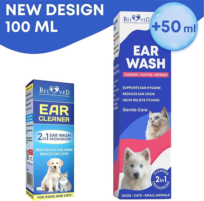 Cat & Dog Ear Cleaner Drops & Wash Solution - Yeast Otic Infection Treatment & Itchy Ear Relief for Pet - Wax Remover & Flush Remedy for Any Pets