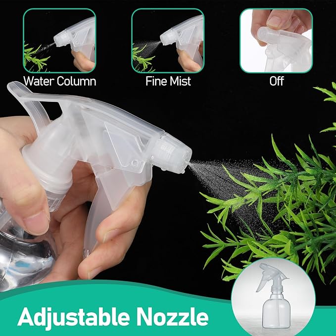 12 Pcs 8 oz Empty Plastic Spray Bottle with Trigger Sprayers Pet Adjustable Head from Fine to Stream Refillable for Hair, Plants, Cooking, Pets, Bath, Beauty, Cleaning, No Leakage (Clear)