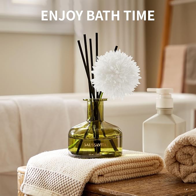 Flower Reed Diffusers Set, 7.10 oz Cedar Scented Diffuser with 7 Sticks, Long Lasting Home Fragrance for 120 Days, Perfect for Bathroom, Shelf Decor, Air Fresheners