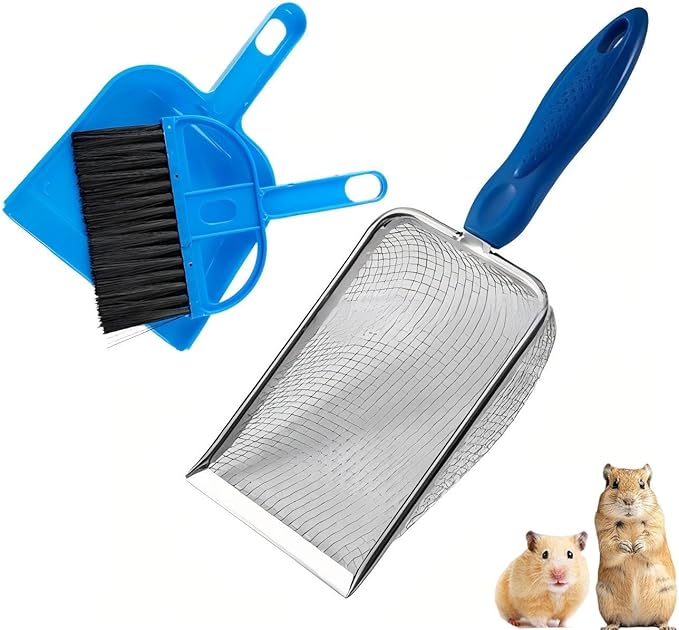 2Pcs Hamster Poop Scoop, Scooper for Hamster Sand Dish, Cleaning Supplies for Hamster, Hermit Crab & Reptile (Blue)