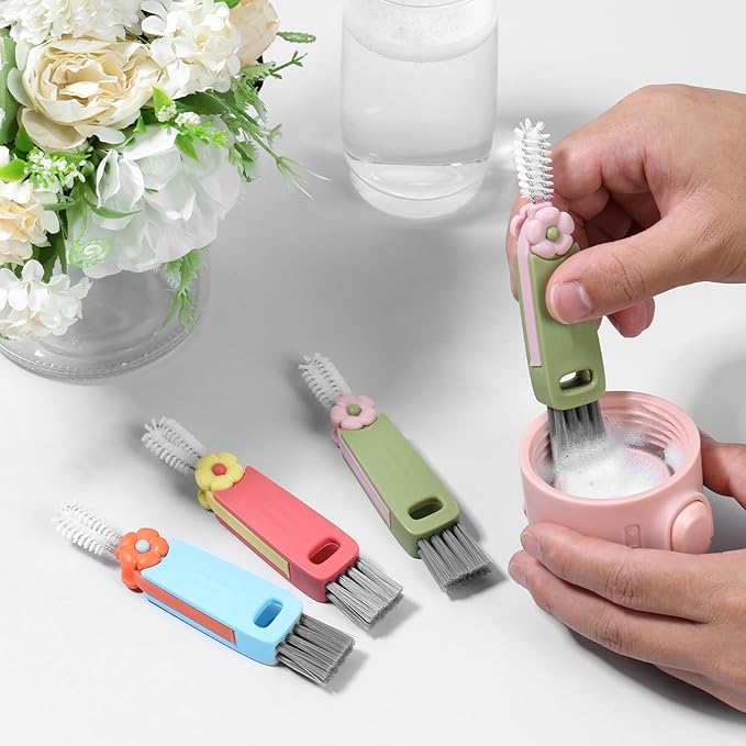 24 Pcs Cup Lid Cleaning Brush Multifunctional Bottle Gap Cleaner Brush 180° Rotatable Cup Lid Gap Cleaning Brush Set Hangable Cup Crevice Cleaner Portable 3 Colors Cup Lid Cleaner for Bottle Cleaning