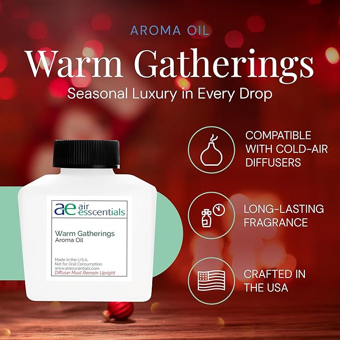 Warm Gatherings Aroma Oil, Holiday Essential Oil Blend for Diffusers & Scent Machines, Comforting Seasonal Fragrance, Cold-Air Compatible, 100mL