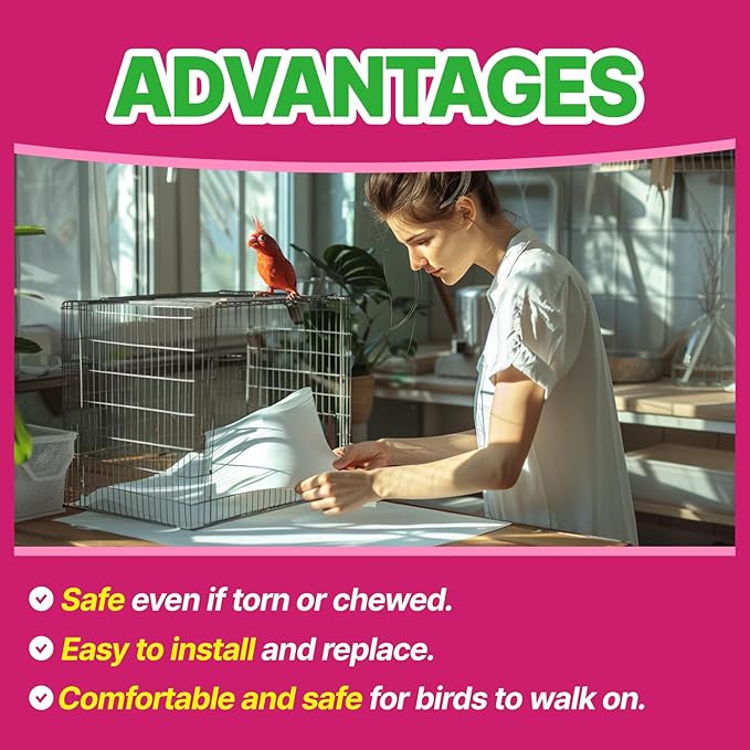 Bird Cage Liner - 120 Paper Sheets, 20" x 18", 2.9 lb - Ideal for Pet Habitats, Bulk Pack for Long-Lasting Use, Newsprint Texture, Convenient Parcel Packaging