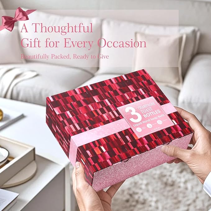 ROMIIE ZOI Liquid Hand Soap Refills Gift Set – Champagne – 3 x 26Fl Oz Bottles – Plant-Based, Non-Toxic, Gentle & Moisturizing Formula with Essential Oils – for Bathroom, Kitchen & Holiday Gifting