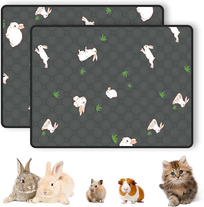 2-Pack Guinea Pig Cage Liner, 36in x 48in Fast Absorption Washable Bedding Pee Pads for Dogs Puppy Rabbit Small Animal Cage Mat, Leakproof & Non-Slip