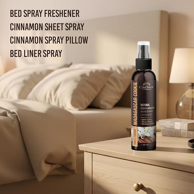 Non-Toxic Odor Eliminator, Natural Vanilla & Cinnamon Air Freshener Spray for Home, Room, Closet & Couch Deodorizer, Long Lasting Bathroom & Toilet Freshener, Safe for Kids & Pets - 4 oz Pack of 1