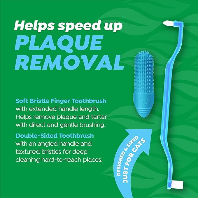 TropiClean Fresh Breath Cat Toothbrush and Toothpaste Kit, Cat Teeth Cleaning & Breath Freshener Solution, Complete Dental Care