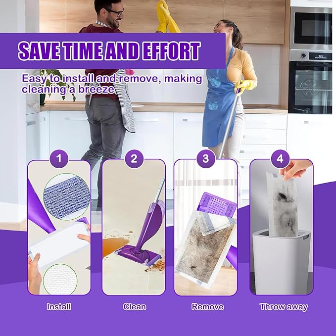 30 Pack Disposable Mop Pad Refills for Swiffer Wet Jet Mops, Wet Jet Mopping Pads for All Purpose Multi Surface Hardwood Floor Cleaning, 4 Layers Thickened and Super Absorbent.
