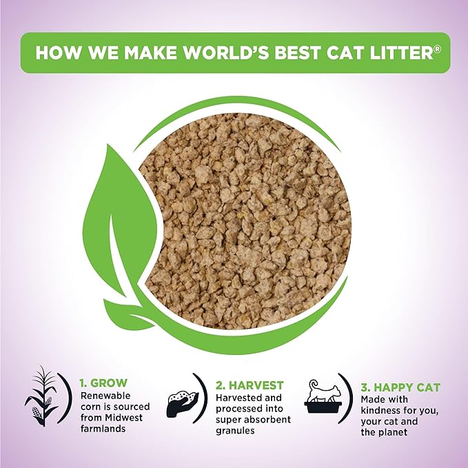 WORLD'S BEST CAT LITTER Multiple Cat Lavender Scented 32-Pounds - Natural Ingredients, Quick Clumping, Flushable, 99% Dust Free & Made in USA - Calming Fragrance & Long-Lasting Odor Control