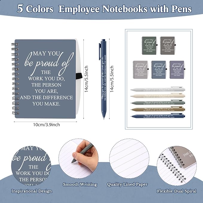 Honoson 30 Sets/60 Pcs Medical Assistant Employee Appreciation Gifts May You Be Proud The Work Notebook with Ballpoint Pen Inspirational Journals Bulk Thank You Gifts for Team Coworker (Chic Color)