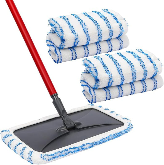 4 Pack Reusable Mop Replacement Pads Suitable for 15*8 inch Flat Mops, Compatible with Hardwood Floor More Microfiber Mop, Cotton Terry Cloth, Floor Cleaner Pads