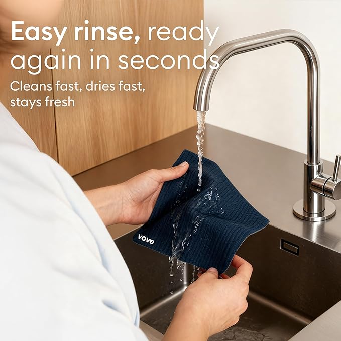 Vove Swedish Dishcloths 5-Pack, Essential Neutrals - FSC Certified Cellulose & Cotton, Oeko-TEX Standard 100, Reusable Washable Kitchen Cleaning Cloths, Eco Friendly Floral Design