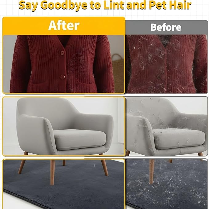 Rainsleep Pet Hair Remover Gloves, Dog Grooming Glove for Shedding, Reusable Deshedding Gloves with Built-in Bath Brush and Flea Comb, for Furniture, Car, Couch, Clothes