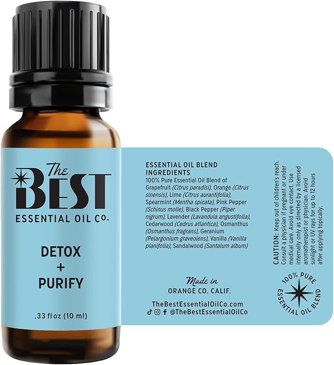 The Best Detox + Purify Essential Oil Blend- Premium Grade- 100% Pure & Natural for Aromatherapy, Diffuser, Spa, Massage, Air Freshener- 10 ml (.33 fl oz)