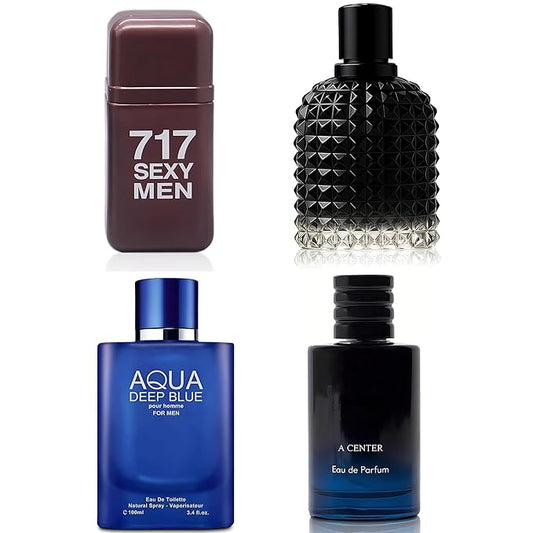 Men's Cologne Include 4 Variety Pack Perfume Gift Set- 3.4 Fl Oz Each Eau De Parfume Tobacco,Musk,Woody,Masculine Scent Long Lasting Fragrance(Bundle G)