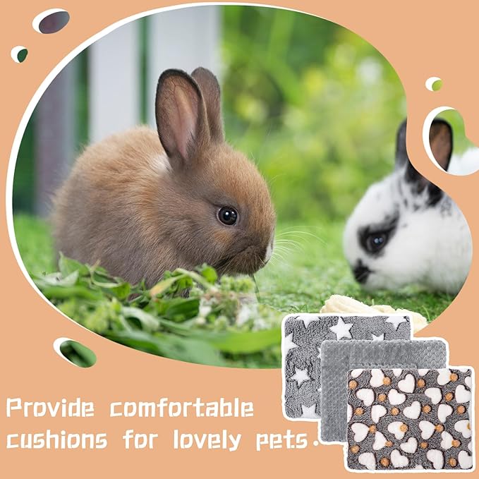 Jetec 3 Pcs Bunny Guinea Pig Beds Soft Bunny Mats Warm Guinea Pig Mat Small Animal Winter Bed Pads Fleece Sleeping Pads for Indoor Rabbit Hamster Squirrel Hedgehog Chinchilla Ferret (Pineapple Grid)