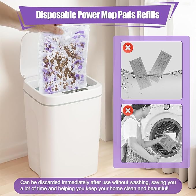 42 Pack Disposable Power Mop Pads for Swiffer PowerMop, 5X Power Mop Refills for Cleaning, 14-Layer Unscented Thickened Multi-Surface Replacement Mopping Pads Refills for Floor Cleaning