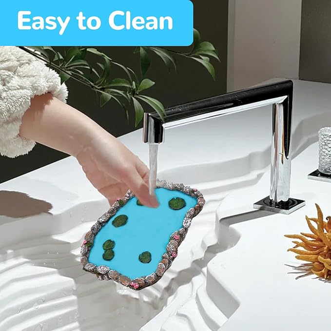 2PCS Reptile Feeding Dish Bearded Dragon Food Bowl Reptile Water Bowl for Gecko, Tortoise, Snake, Hermit Crab,Frog, Lizard (Large＋Medium)