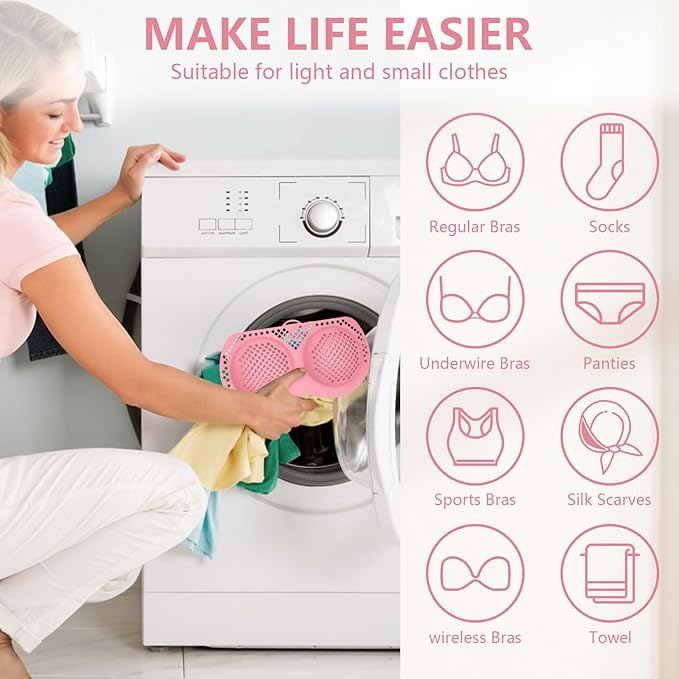 2PCS Bra Laundry Bag for Delicates, Machine Mesh Laundry Bags, Lingerie Protector for Bras, 2025 Upgrade No-Fallout Design - Lockable Zipper & 2 Keys for Bras, Underwear, Fits A-38DDCup