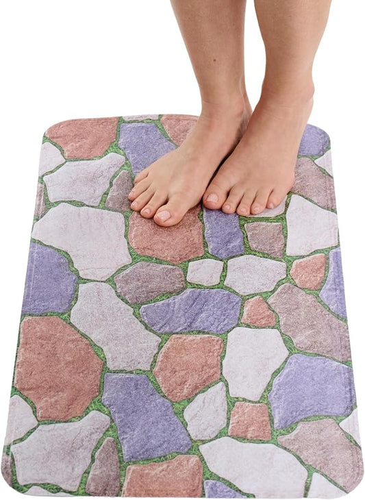 ENKOSI Non Slip Shower Mat – Bath Mat for Tub and Shower Floors – Anti Slip Bathtub Mat with Strong Suction Cup Grip – Unique Design Soft Bathroom Mat for Inside Baths and Showers (28x16 Stone Path)