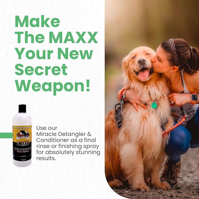 Best Shot The MAXX Ultra Concentrate Miracle Detangler and Conditioner, Moisturizing Conditioner for Pets, Hypoallergenic, 34 Oz.