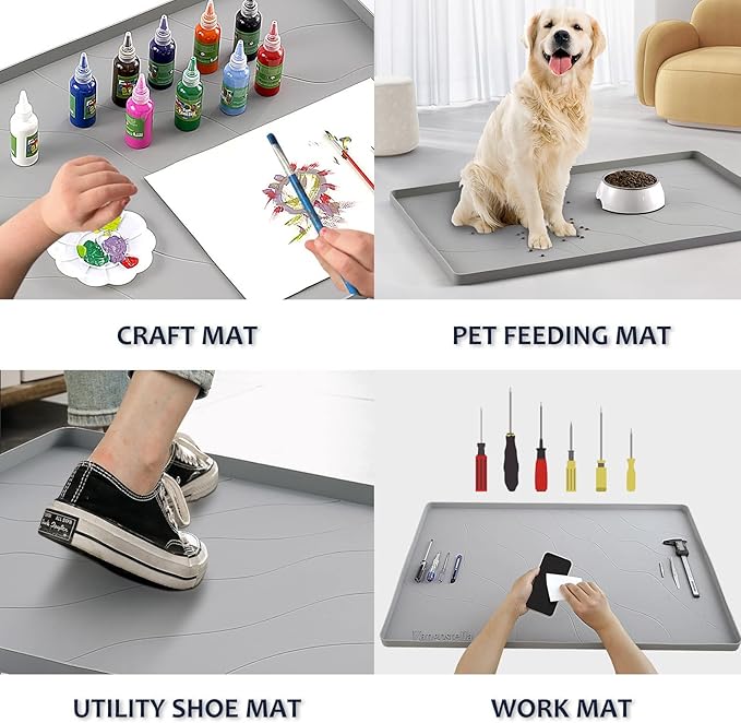 Heavy Duty Silicone Under Sink Mats for Kitchen Waterproof 40" x 19", Extra Thick Under Sink Rubber Mat Drip Tray, Raised Edge Under Sink Liner,Prevent Drips, Leaks, Spills,Grey