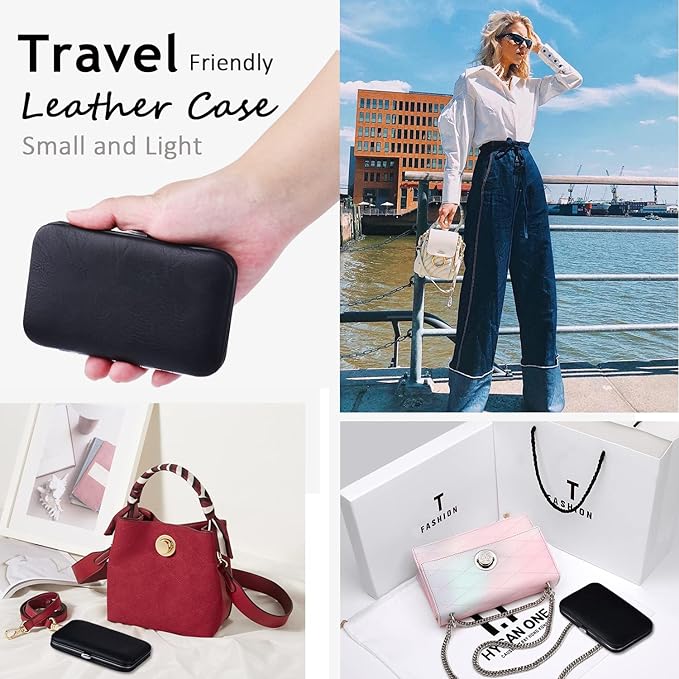 Manicure Set 10 in 1 Stainless Steel, Nail Clippers Scissors Pedicure Tools Kit - Portable Travel Grooming Kit for Men and Women with Leather Case (Rose gold)