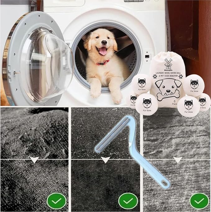 Wool Dryer Balls for Pet Hair Remover Organic Reusable Laundry Dryer Balls Pre-Wash Lint Remover for Dog/Cat Pet Hair Shaver for Laundry Hair Catcher for Washing Machine