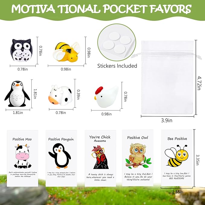 20 Set Employee Appreciation Gifts Bulk for Thank You Staff Back to School Student Teacher Office Coworker Nurse Pocket Gift Favors Animal Pun Inspirational Note Cards Animal Favors Penguin Bee Owl