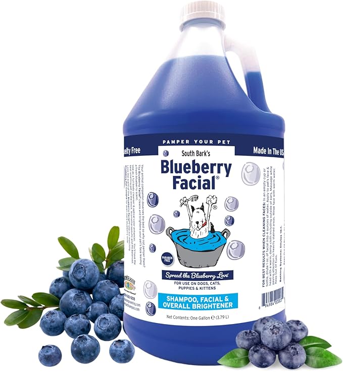 South Bark's Blueberry Facial® for Dogs & Cats 1 Gallon | Tear Stain Remover | Long-Lasting Odor Eliminator | Cruelty-Free | Non-Toxic | Made in The USA