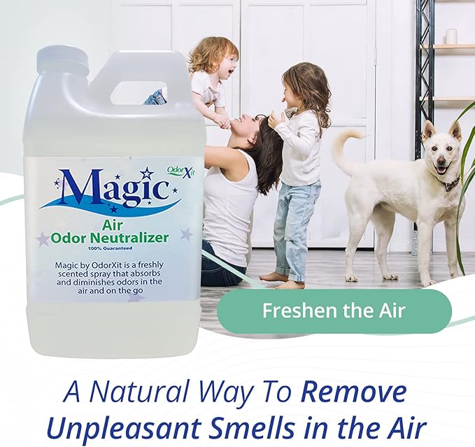 OdorXit Magic Air Odor Neutralizer Spray, Powerful Dog & Cat Urine Odor Neutralizer, Safe Air Refresher for Home, Safe Odor Absorber for Pet, Closet & Any Strong Odor Remover, 64oz